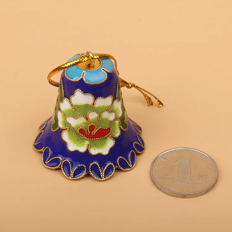 Vintage Cloisonne Enamel Filigree Bell Ornaments Small Decorative Chinese Gifts Christmas Tree Hanging Decor Bag Key Pendants