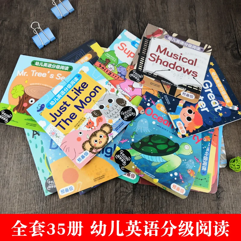 35 pcs/set 0-2-3-4-5 Years Old Children Zero Basic Foreign Language Introduction Fairy Tale Book English Enlightenment Read Book