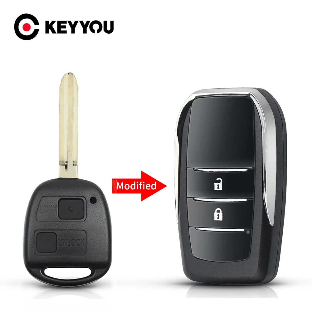 KEYYOU 2 BUTTON REMOTE KEY FOB CASE for TOYOTA CAMRY RAV4 Corolla PRADO YARIS Dropship