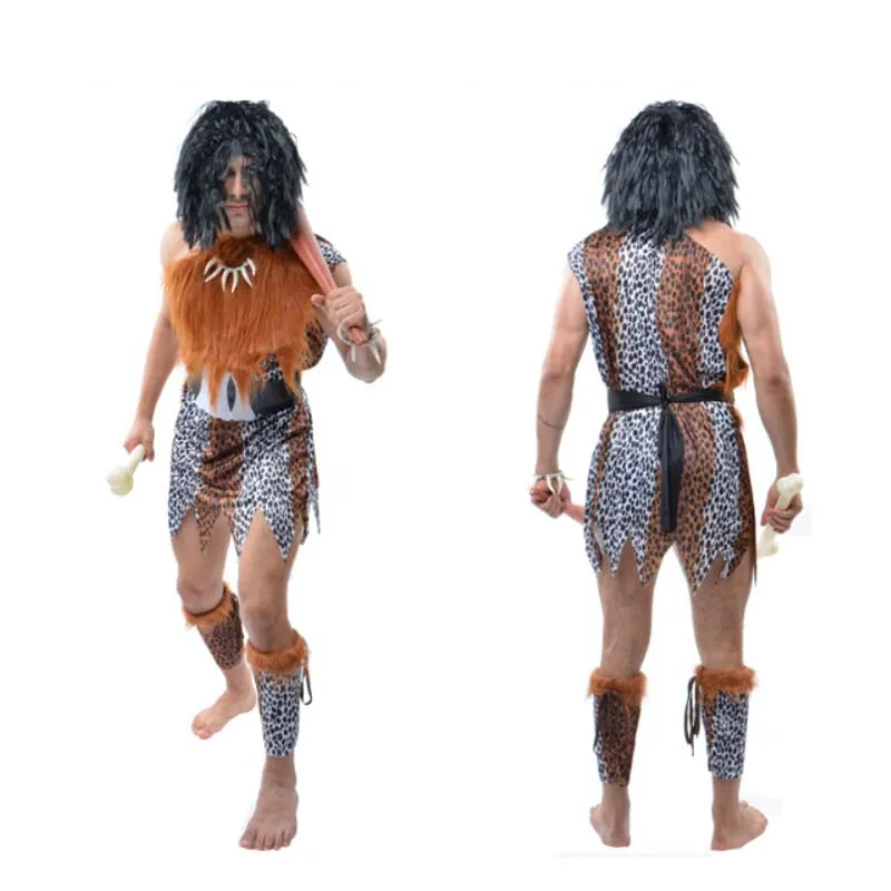 Costume de cosplay d'homme sauvage pour garçons et filles, original africain, fête d'halloween, carnaval