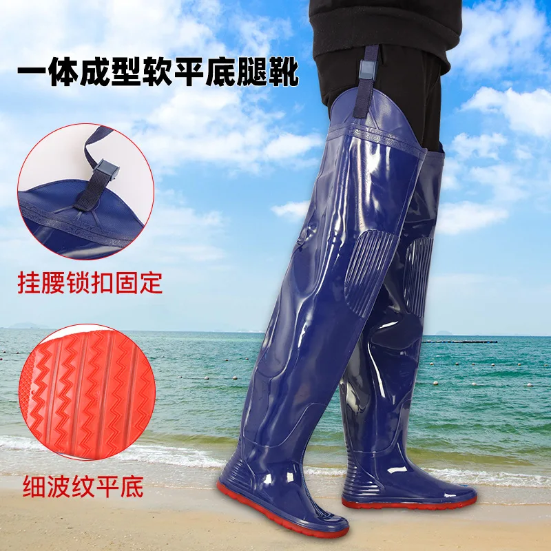 pvc Over-knee long transplanting shoes soft paddy boots thickened anti-slip waterproof rain boots fishing water shoes wholesale