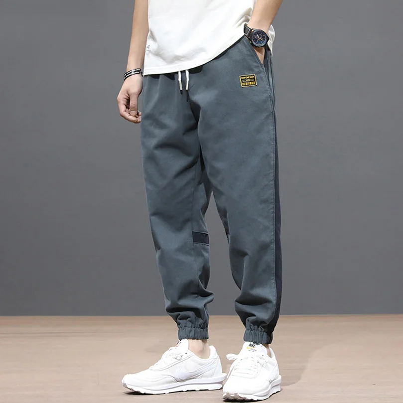 Spring Summer Harajuku Style Harem Pants Nine-Point Casual Trousers Men Loose Large Size Streetwear Trend Cotton Men\'s Joggers