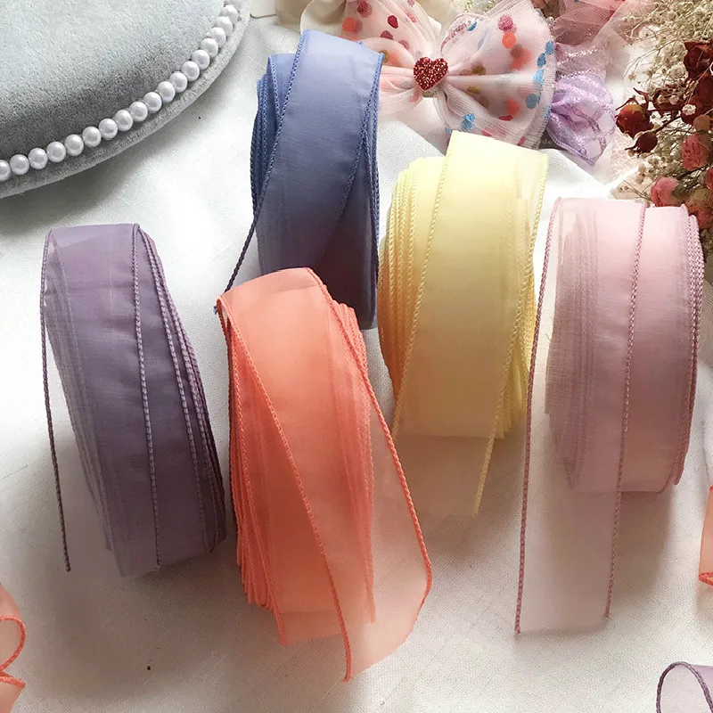 

40mm Overlock Organza Bow Ribbon DIY Hair Accesorios Handmade Material Craft Satin Gift Packing Lace Trim Wholesale 20Meters