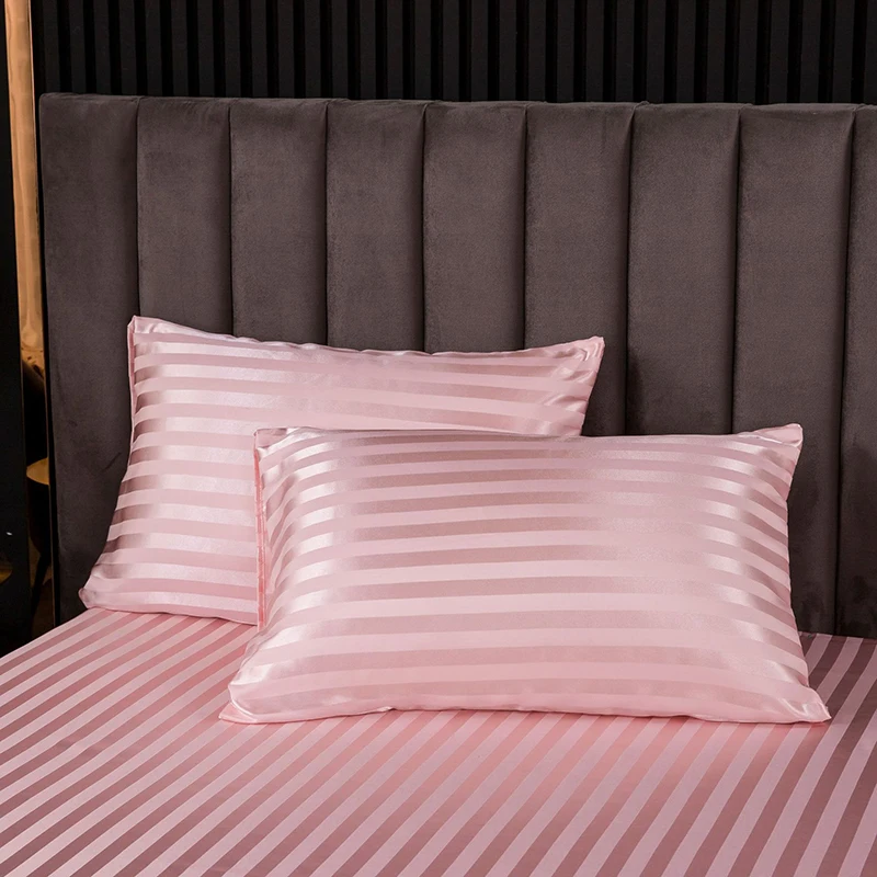 Silk Double Pillowcase Large Home Decor Bedding Set Pink Imitation  Polyester Body Rectangular Cushion Cover Satin  Kinder F052