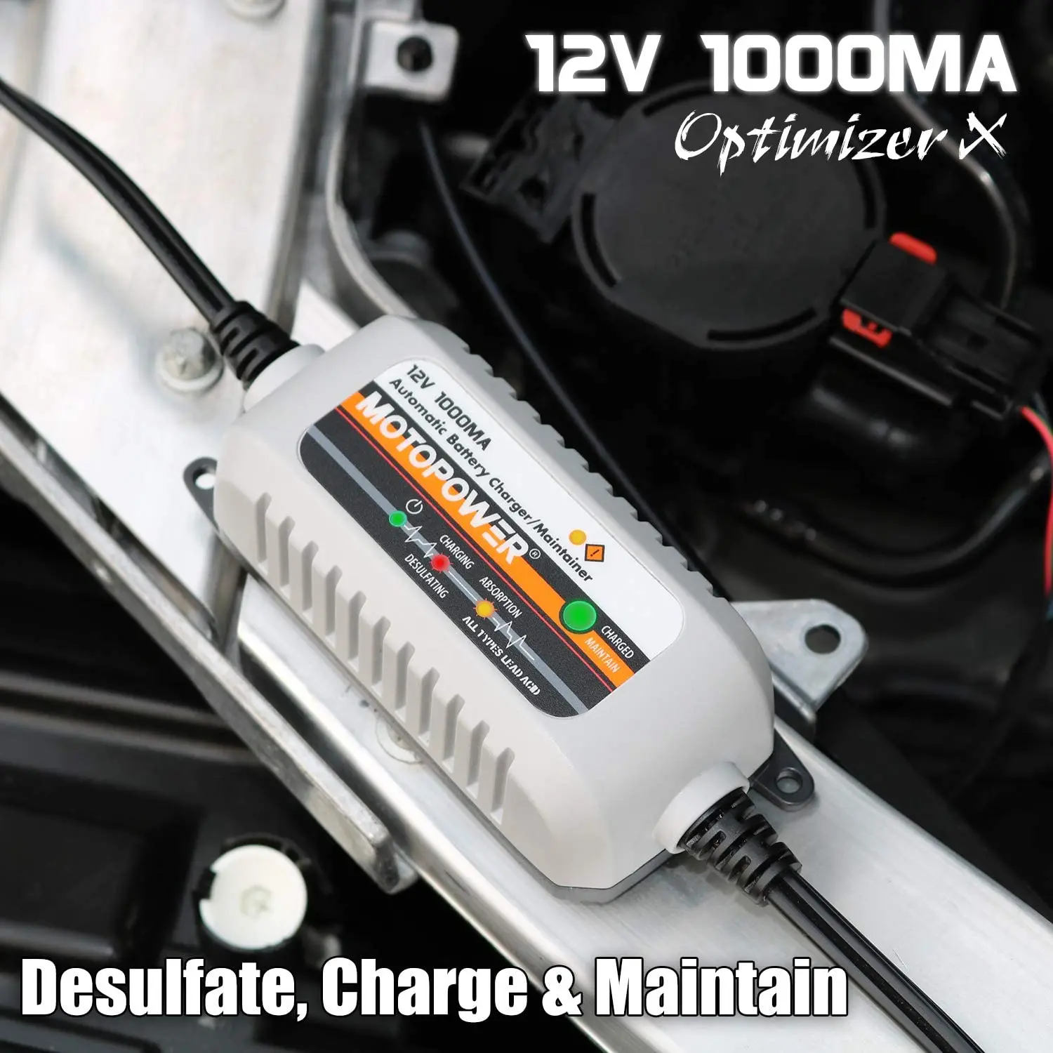 MOTOPOWER MP00205B 12V 1000mA Vollautomatisches Batterieladegerät/Wartungsgerät – Detail 2