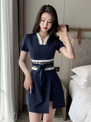 2024 japanese korean style women spa massage beautician uniforms strap design beauty salon waitress beautiful work uniforms