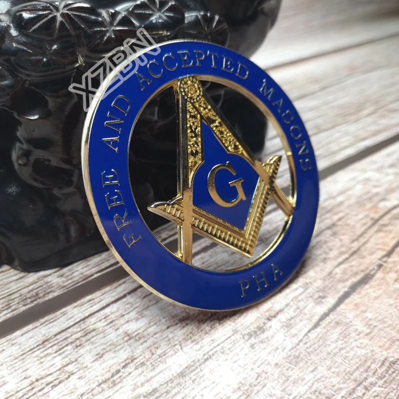 Masonic Car Badge Emblem Freemason BCM2 G  FREE AND ACCEPTED MASON PHA  exquisite paint technique personality decoraction