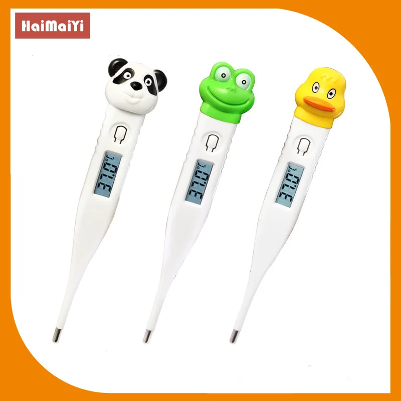 Cartoon Animal Head Electronic Digital Icd Thermometer Dwaterproof WaterTip Medical Temperature House for Kids Adults