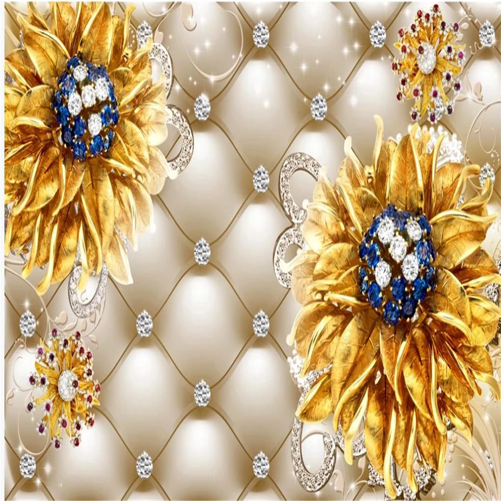 Diamond flower wallpapers soft pack background wall 3d murals wallpaper for living room