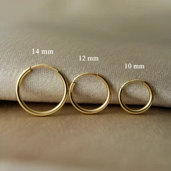 14K altın dolgulu sonsuz Hoop küpe 10 boyutu altın takı altın halka küpe Brincos Pendientes Oorbellen Boho kadınlar küpe