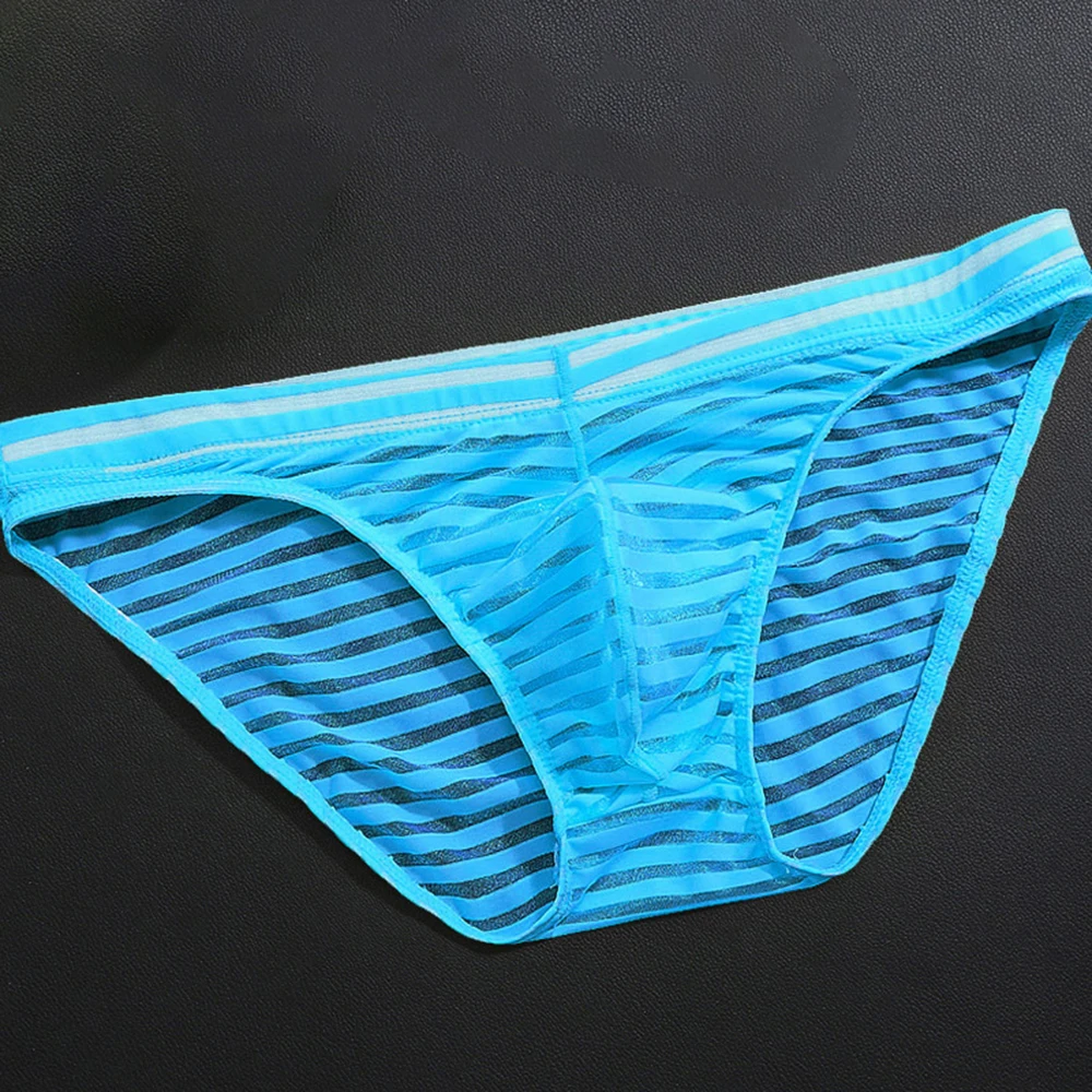 Erotic Briefs Mesh Transparent Brief Ice Silk See-through Seamless Low Waist Underwear Men Sexy Teas Panties Underpants