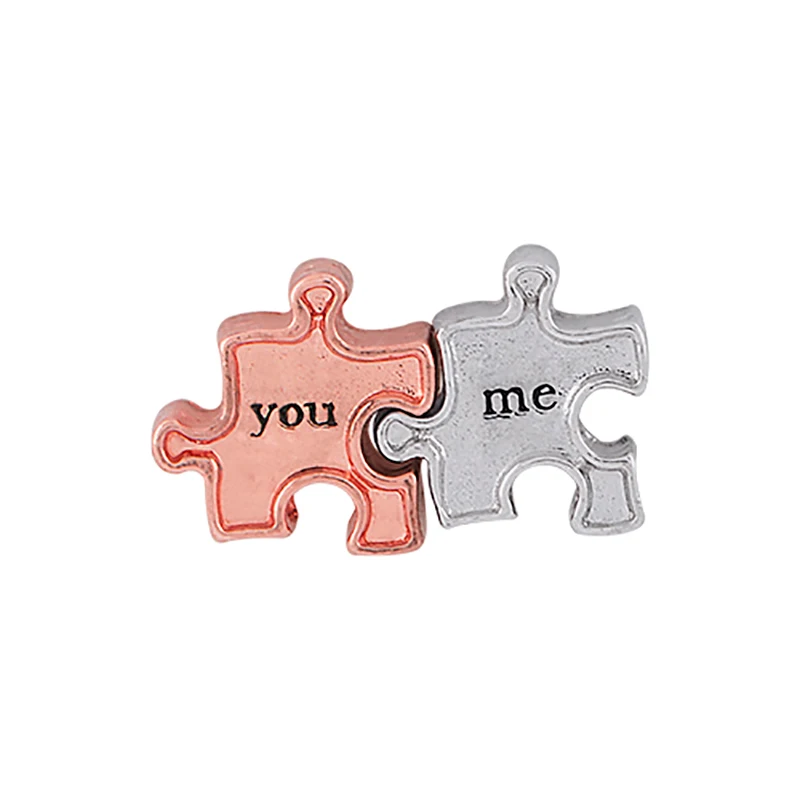 10pcs You and me Puzzle Piece floating charms for Living glass locket