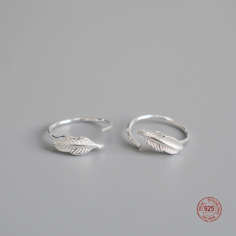 LKO Real 925 Sterling Silver Tree Leaf Earrings For Women Girls Creative Lady Ear Studs Fashion Jewelry Ear Ornaments