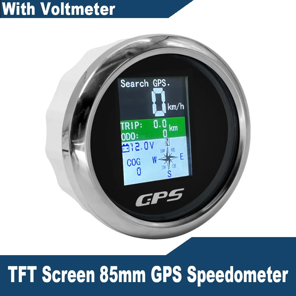 

Newest 85mm Digital GPS Speedometer Odometer Trip COG Voltmeter 9-32V with GPS Antenna Waterproof TFT Screen for Yacht Car