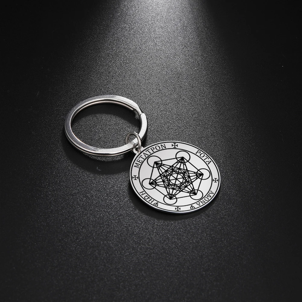 Archangel Metatron Angel of Life Seal Solomon Car Keychain Accessories Gadgets for Men Women Talisman Stainless Steel Keyring