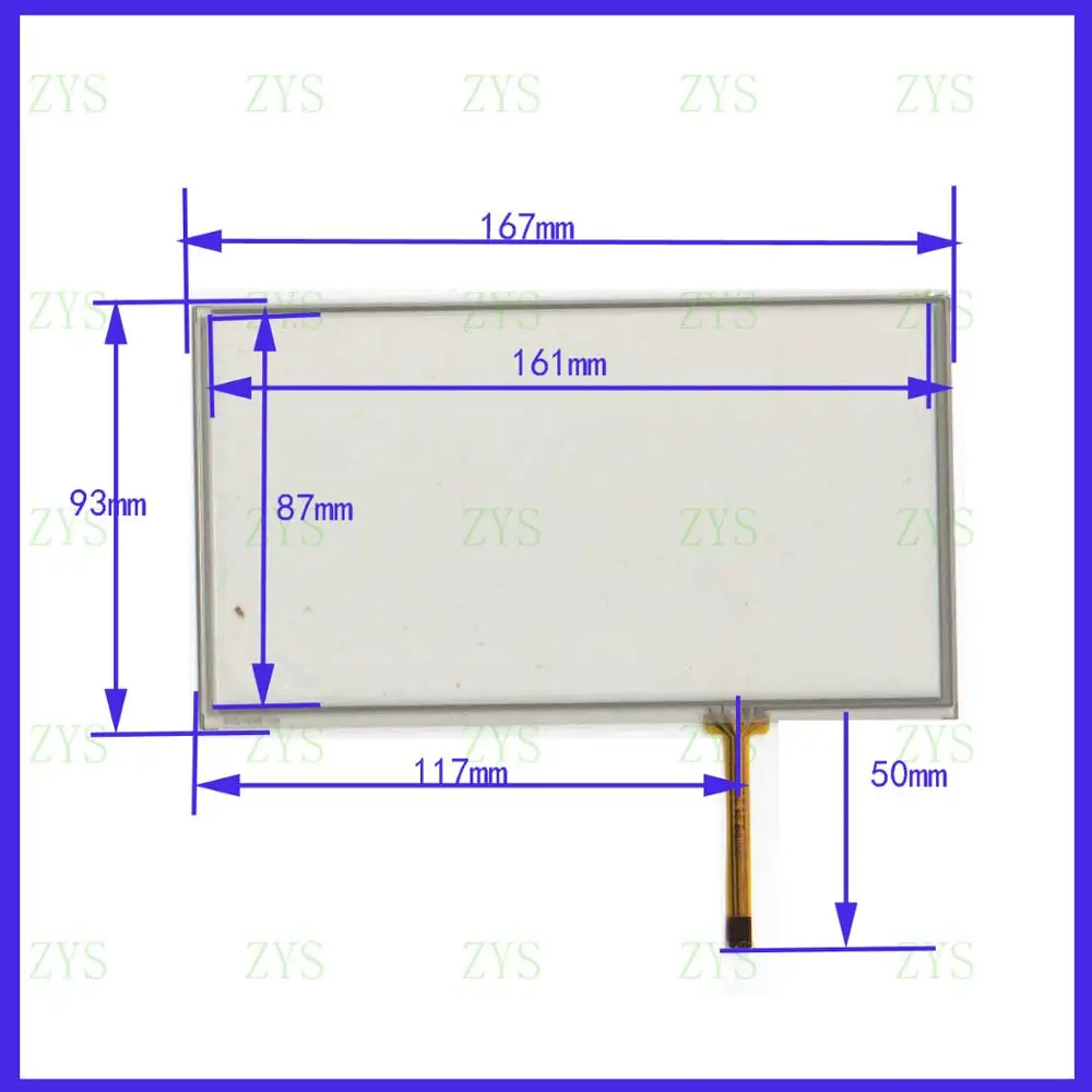 

ZhiYuSun SV0704W-04 7inch 4-wire resistive touch panel for Car DVD, 167*93mm GPS Navigator screen glass