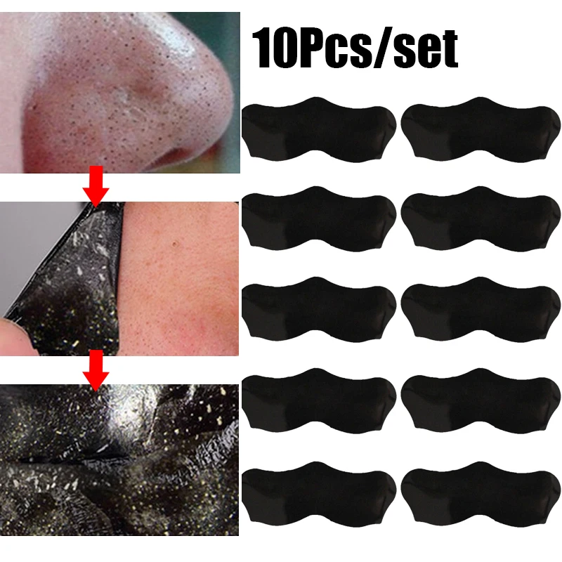 10pcs Bamboo Charcoal  Blackhead Removal Mask Deep Skin Cleansing Pore Acne Nose Treatment Blackheads Pore Cleansing Strips