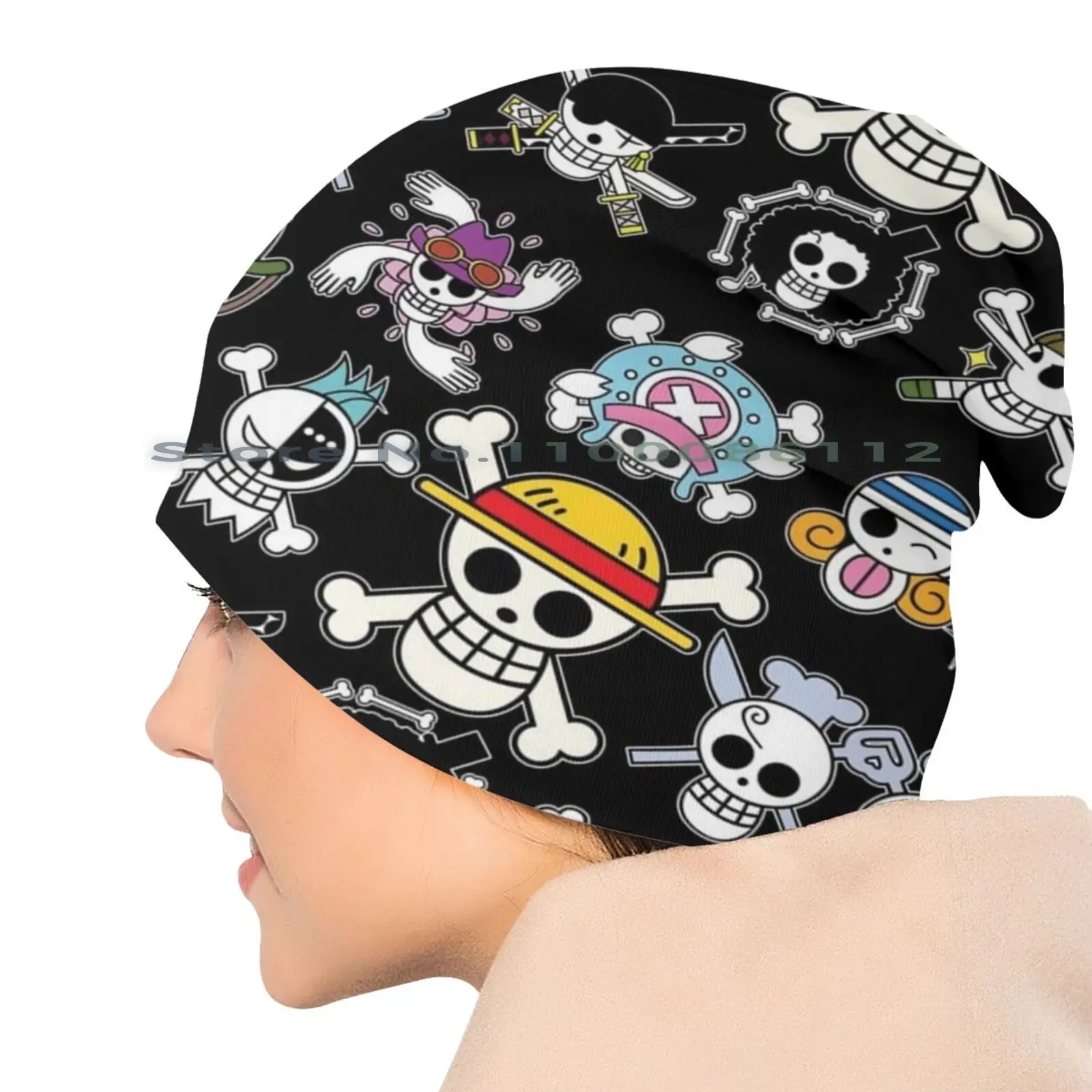 Pirate Flag Pattern Beanies Knit Hat Shonen Anime Manga Luffy Zoro Usopp Nami Franky Nico Robin Chopper Pirate Bounty Jolly