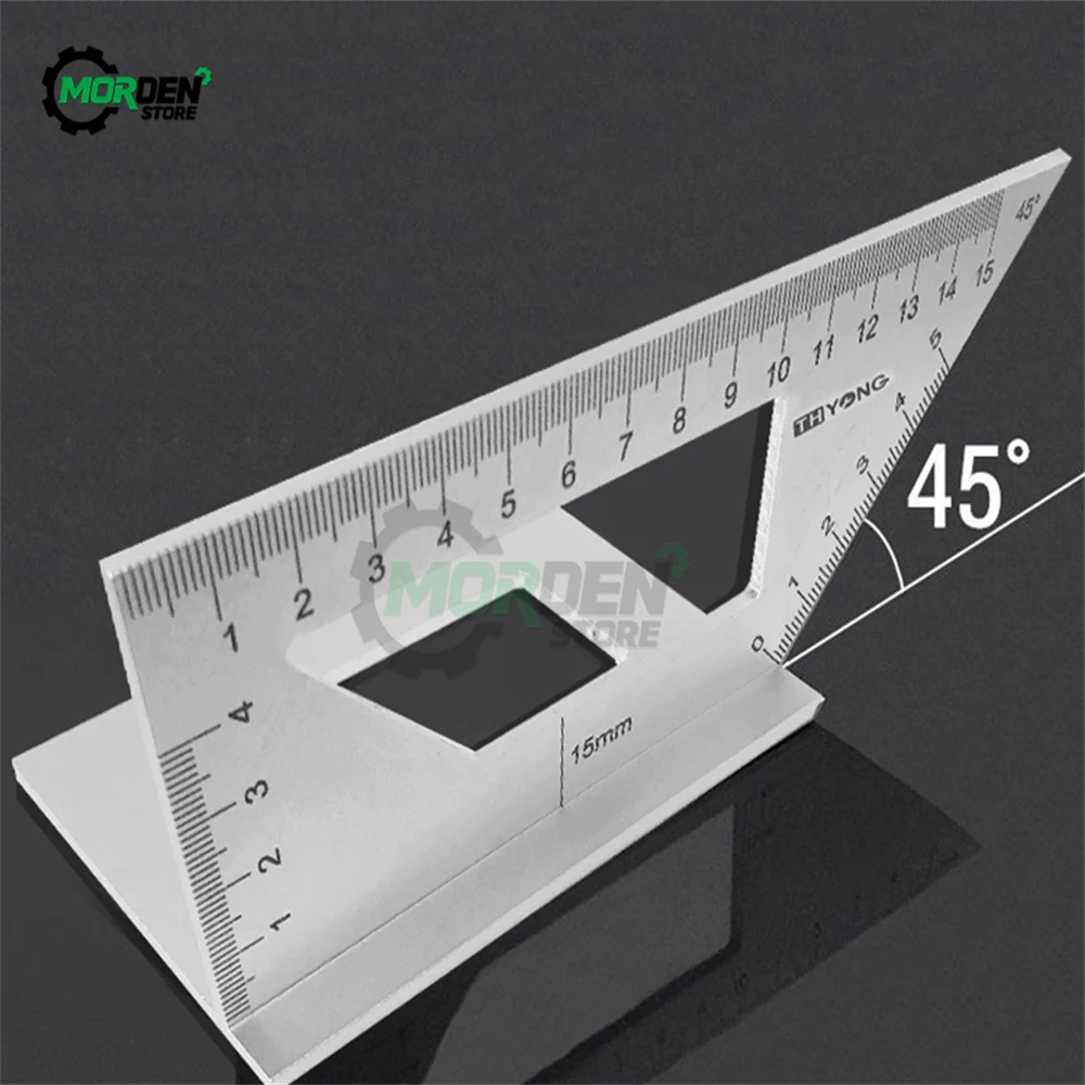 Aluminum Woodwork Scriber T Ruler Multifunction Square 45/90 Degree Gauge Angle Ruler Measuring Woodworking Tool