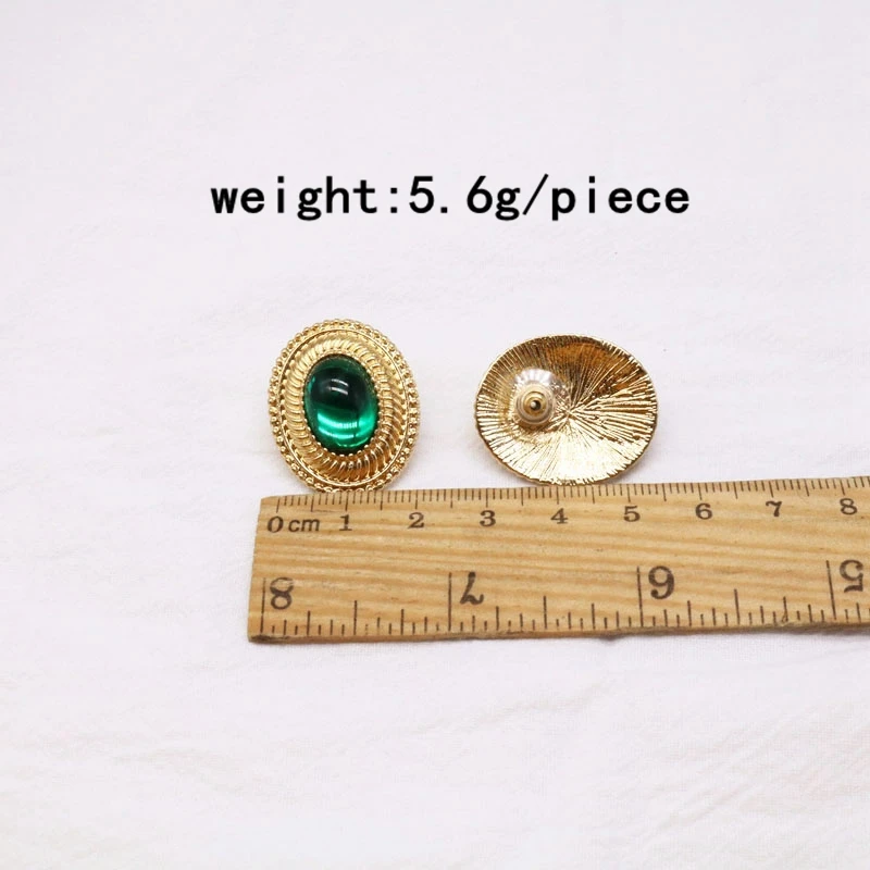Green Styles Fashion Heart Oval Round Square Heart Wing Geometric Sweet Stud Earring Party Modern Female