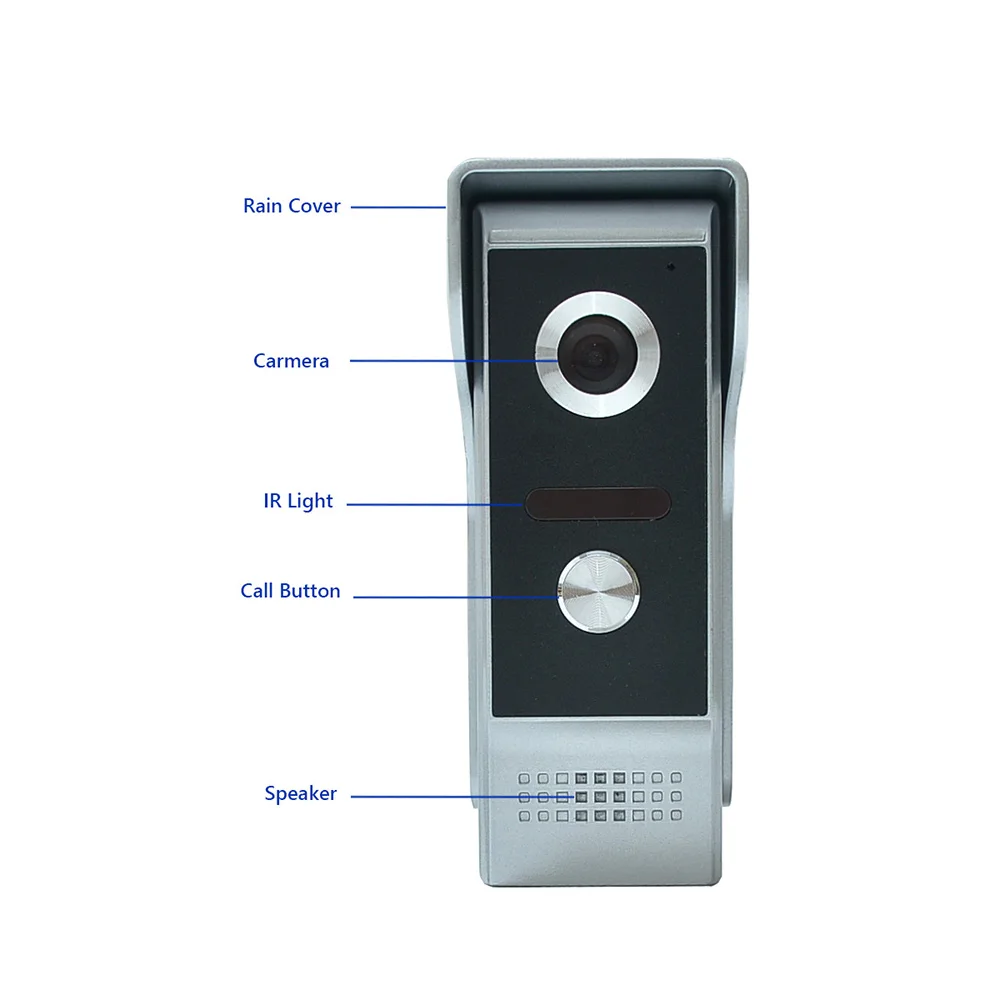 7 inch Monitor Video Doorbell Door Phone Kit IR luminum Alloy Door Camera Video Intercom interphone system for villa