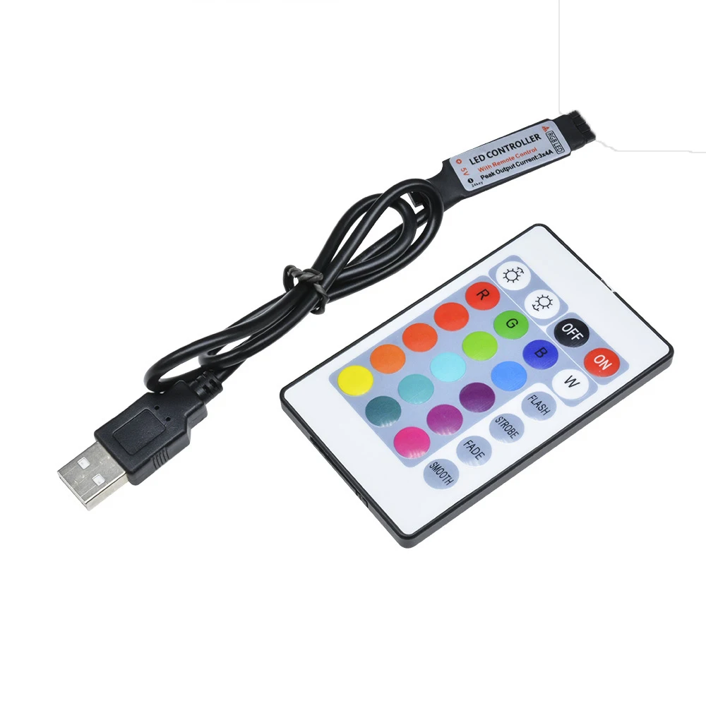 3/17/24 Keys LED Strip Controller Mini Remote 5V USB interface Controller For LED Strip 17/24 Keys LED Strip With RGB Controller