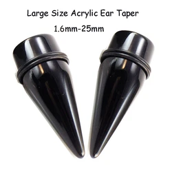 1 Pair Large Size UV Acrylic Black Ear Gauges Ear Taper Tunnel Ear Plug Stretching Expander Body Piercing Wholesale Jewelry