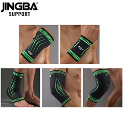 JINGBA SUPPORTO 1PCS di Nylon del ginocchio protector + wristband Supporto + supporto della caviglia + rilievi di basket ginocchio Tennis Badminton Brace joelheira