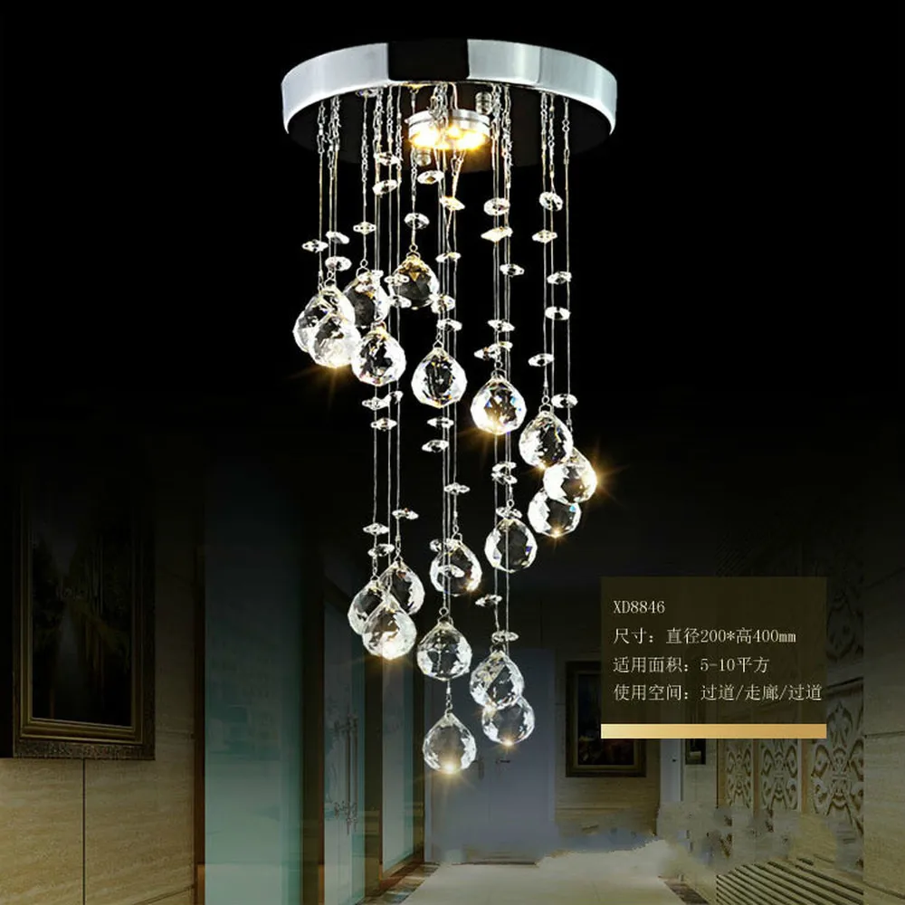 

Spiral Crystal Chandelier for Home Entrance Stair Staircase aisle Corridor Ceiling Hanging Lamp Home decoration LED Lamp