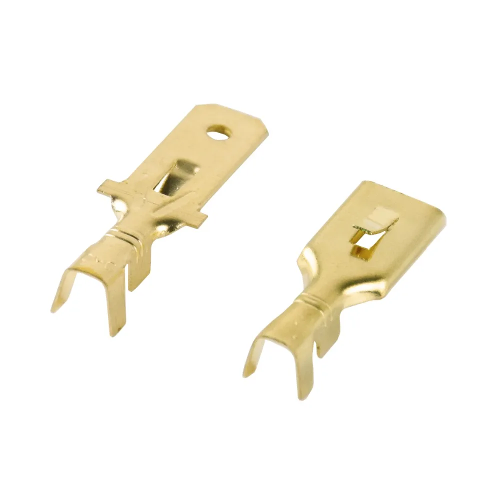 100 Stück/Set 7,8mm Crimpverbinder mit Widerhaken, Weiblich und Männlich, Gold Messing/Silber, für Auto-Lautsprecher und Elektrokabel – Detail 7