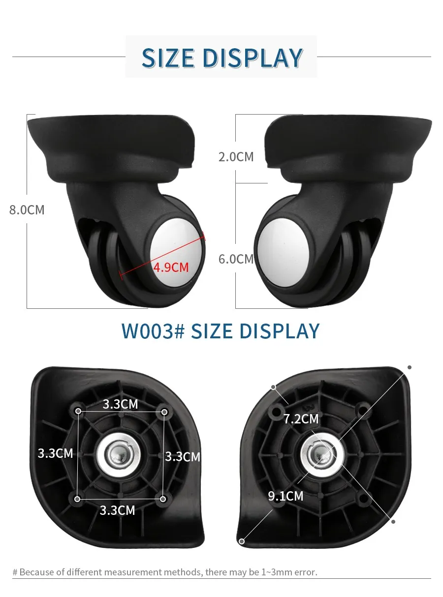 Luggage Wheel Replacement Wheels Suitcase Accessories Universal Casters Rolling Luggage Suitcase Wheeled Accessories Bags Caster