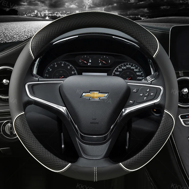 Auto-Lenkrad-Abdeckung 38 cm 15 Zoll Leder für Chevrolet Cruze Malibu Sail Spark Captiva Equinox Trax/Tracker AVEO Lova RV – Detail 1