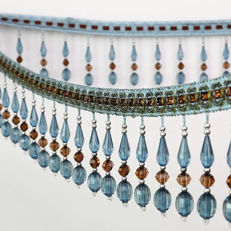 

12Yard/Lot European Style Curtain Sewing Trim Tassel Beaded Lace Fabric Crafts Garment Sofa decoration DIY Curtain Accessories