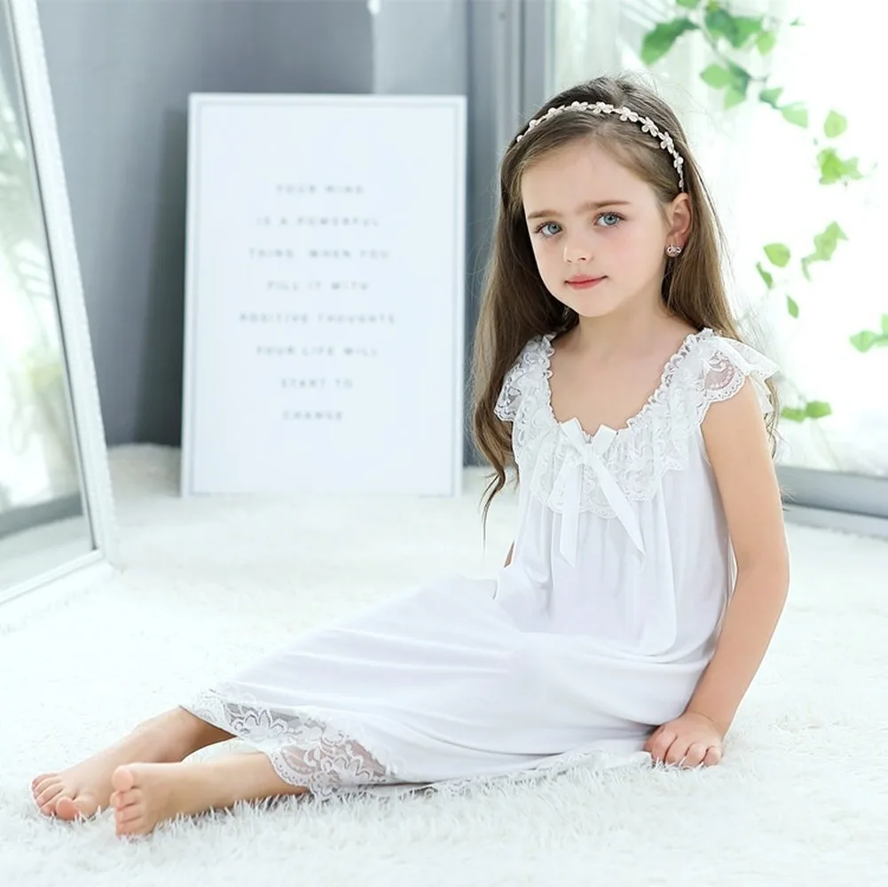 

Summer Girls' Sleeveless nightgown Breathable Princess Nightdress Pajamas sleepingdress baby girl bow dress vestidos de noche