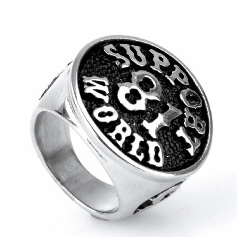 Stainless steel men\'s rings wholesale punk titanium steel ring Sport Numbers