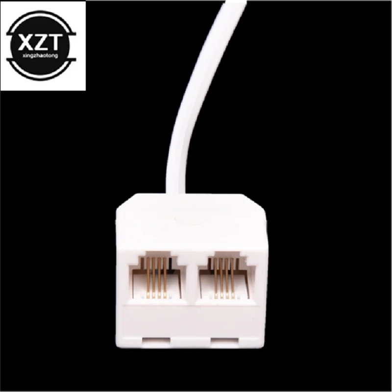 2pcs/lot One In Two Splitter Adapter 6P4C RJ11 Dual Female to Male Telephone Cable Splitter Adapter