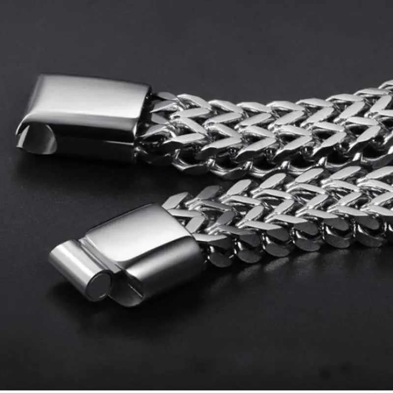 Fashion Classic Keel Titanium Steel Bracelet for Men Domineering Stainless Steel Double Row Bracelet Jewelry Gift