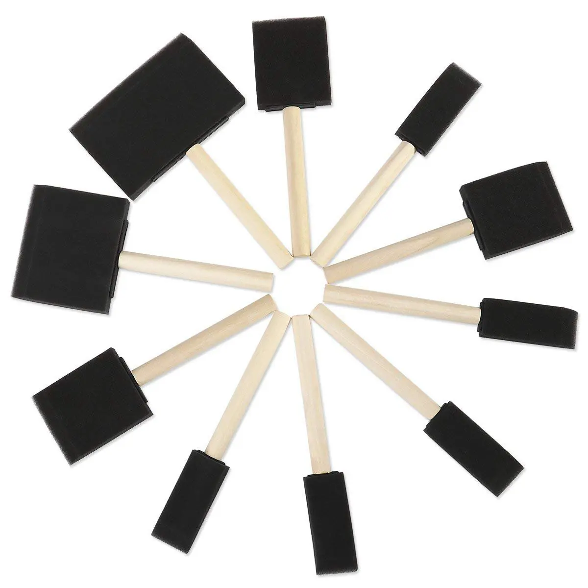 Foam Brush Painting Sponge Tool with Hardwood Handles Pack of 10