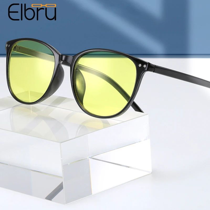 Elbru Women Men Night Vision Glasses Ultralight Driver Goggles For High Beam Protection Color Changing Eyeglasses For Driving