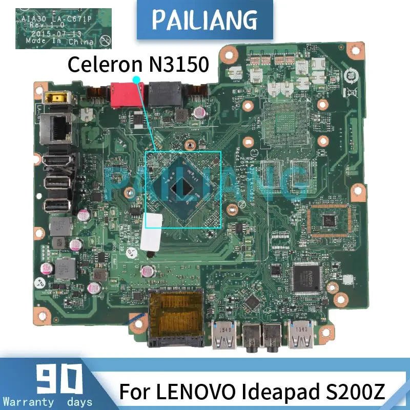 

PAILIANG Laptop motherboard For LENOVO Ideapad S200Z Celeron N3150 Mainboard 00XG049 IBSWSC LA-C671P SR2A8 DDR3 tesed