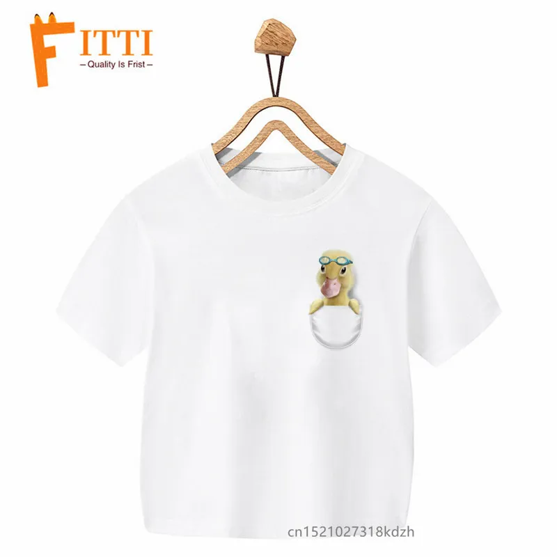 Cute DUCK HAVE FUN Print Boys/Girls White T-shirt Kid Summer Harajuku Kawaii Funny Clothes Little Baby Y2K Clothes,Drop Ship