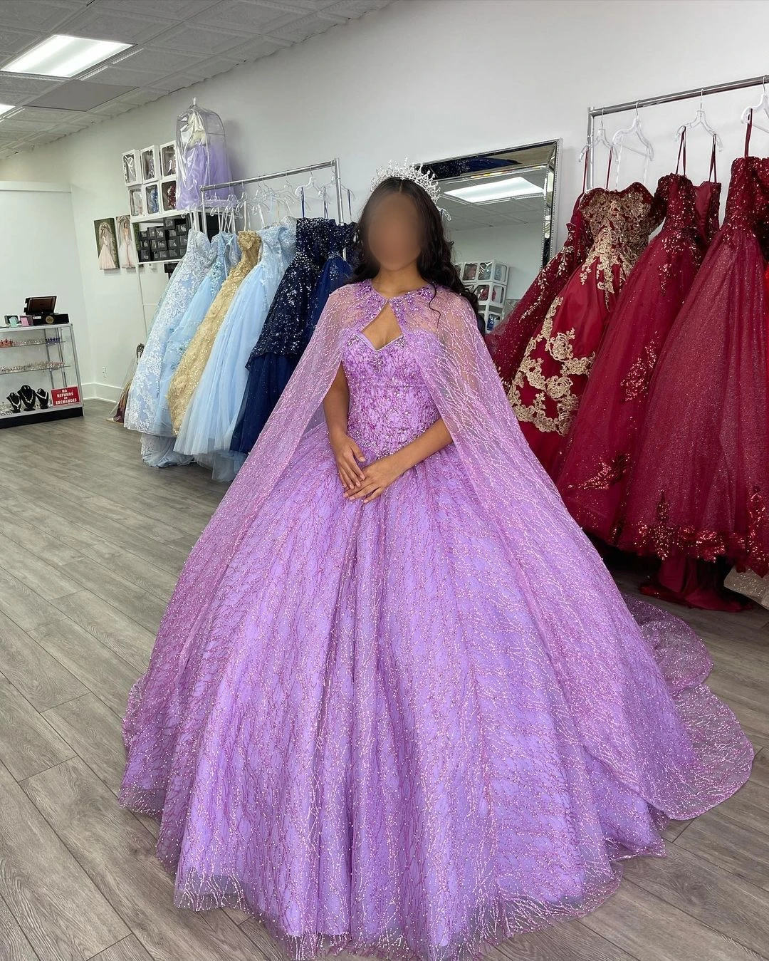 Paillettes lilla abiti da 15 ol 2022 con Cape Puffy Ballgown Quinceanera Sweet 16 Dress Sweetheart Long Prom Gown Quince