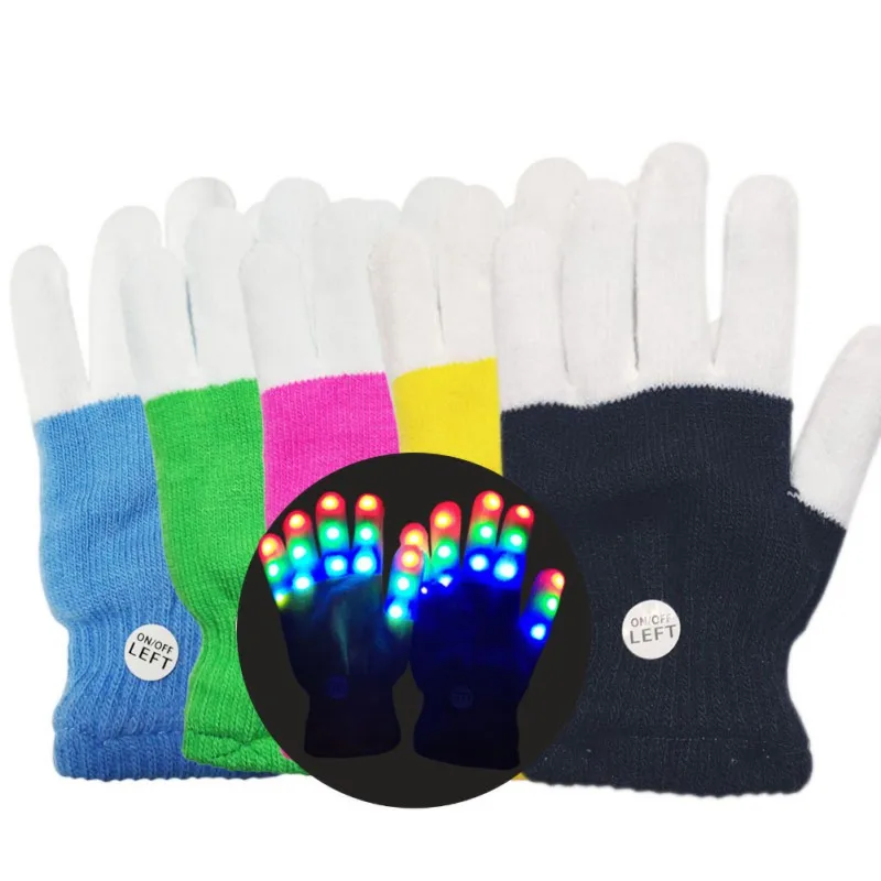 LED Flashing Magic Glove Light-Up Toys Glow In The Dark Toys Light Up Finger Tip Lighting Toys For Children Kids 1PC