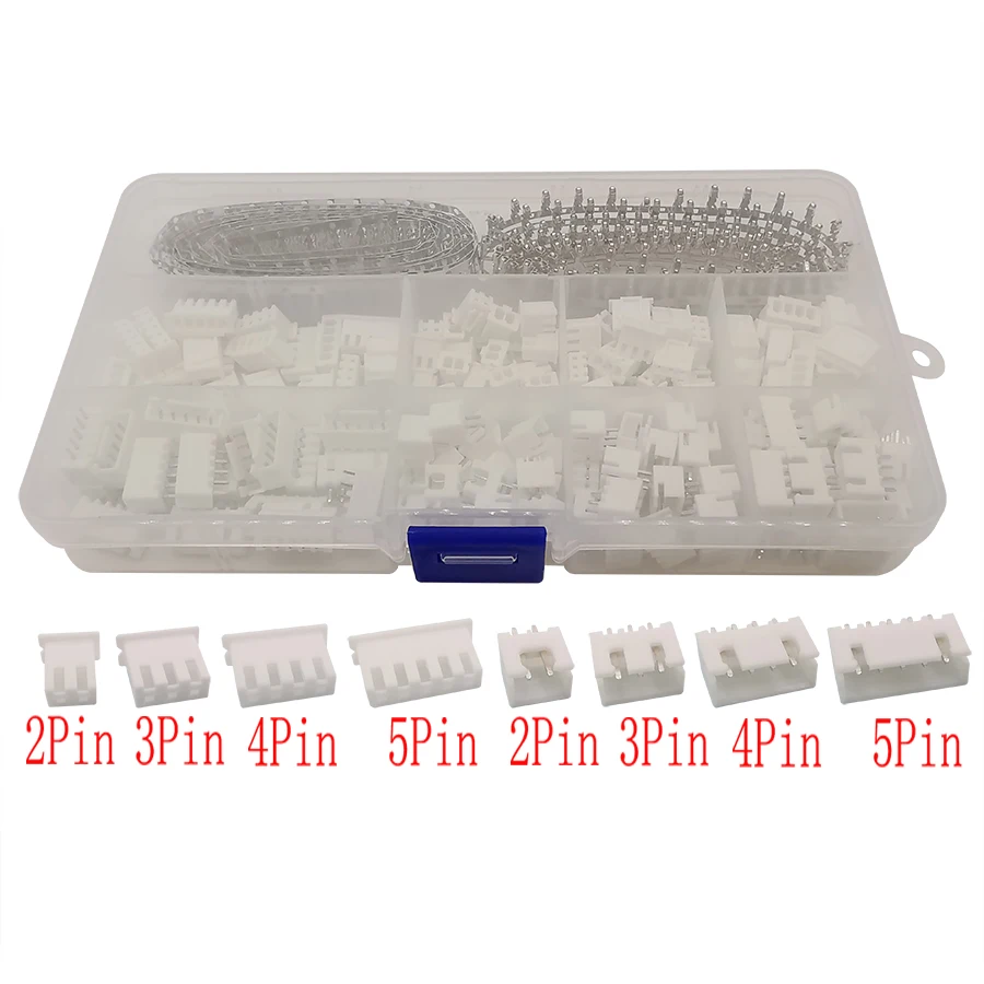 560Pcs/Box XH2.54mm 2/3/4/5Pin JST XH Male/Female Plug Housing Pin Header Crimp Terminal Dupont Jumper Wire Cable Connector Kit