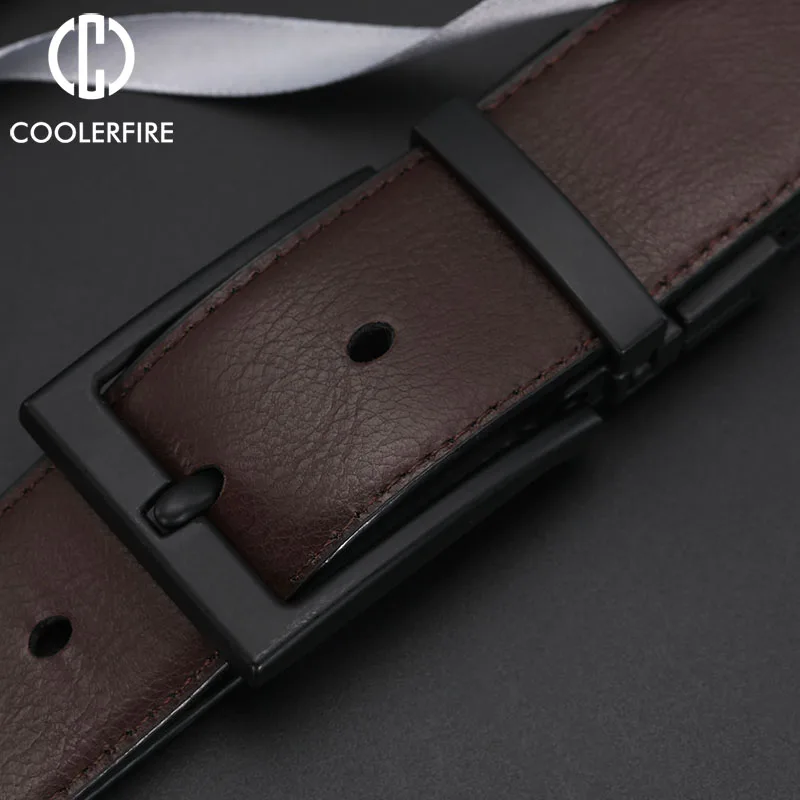 Hommes ceinture affaires robe ceintures pour hommes en cuir véritable ceinture réversible boucle marron et noir mode travail décontracté HQ111