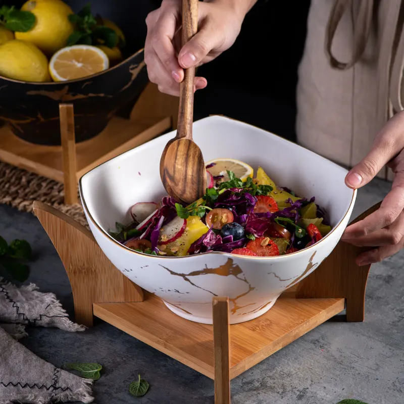 

1pcs Nordic creative fruit salad bowl marble household ceramic tableware soup bowl large bowls mixing bowl
