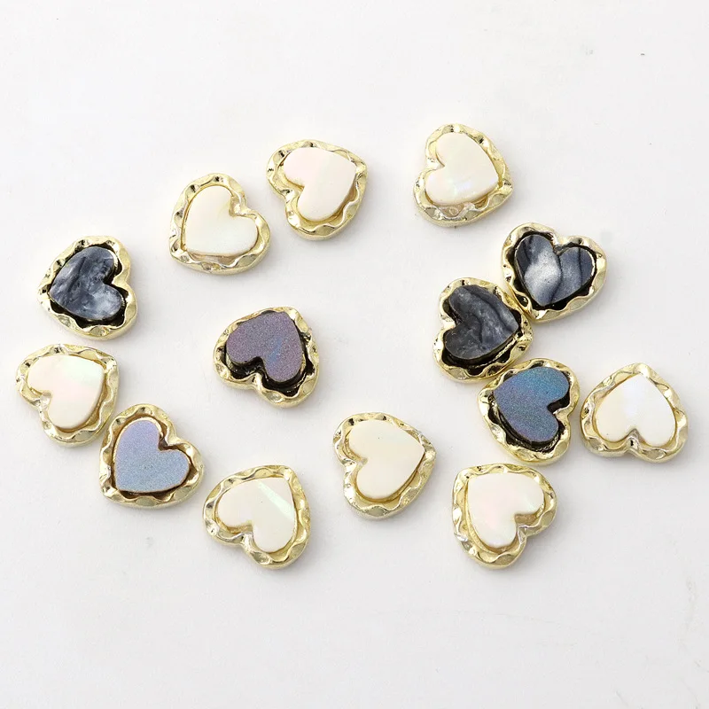 10Pcs Heart Shaped Nail Art 3D Decals Glitter Nail Charms For Acrylic Nails Decoration Manicure Alloy DIY Jewelry Gem Stones