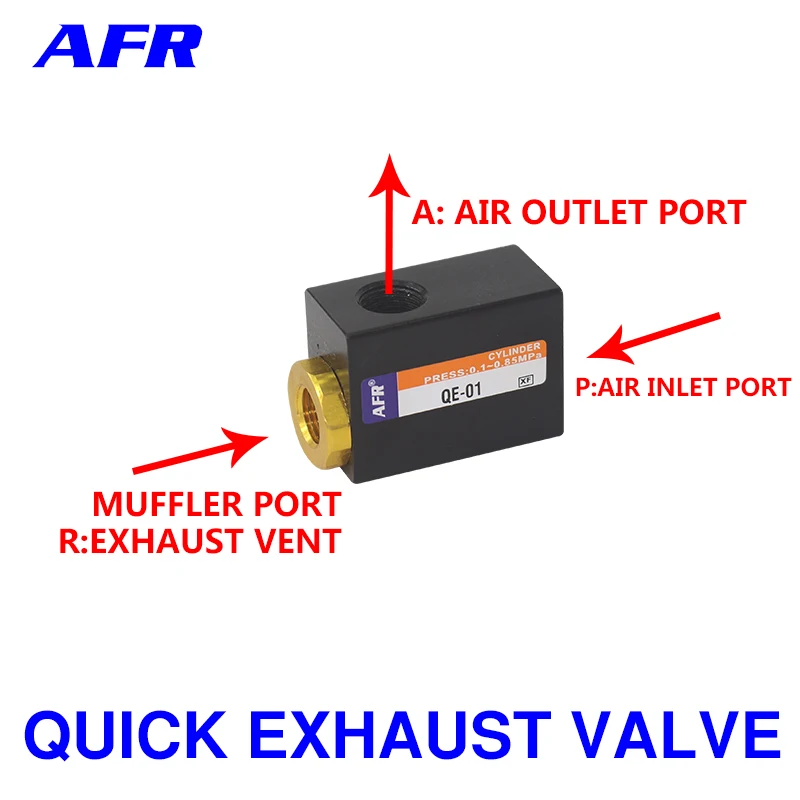 

Pneumatic Quick Exhaust Air control Valves QE-01 QE-02 QE-03 QE-04 1/8" 1/4" 3/8" 1/2" BSPT Aluminum alloy