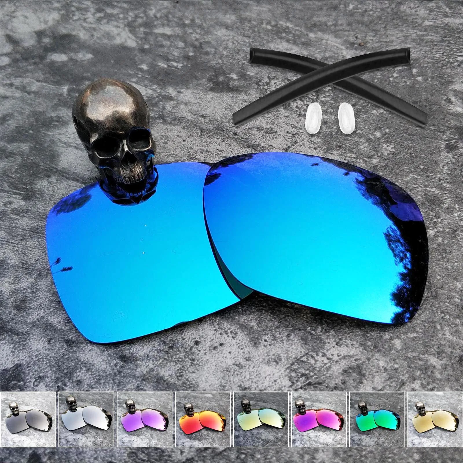 Firtox True Polarized Enhanced Replacement Lenses and Ear Socks & Nose Pads for-Oakley Deviation OO4061 Sunglass-Multiple Opts