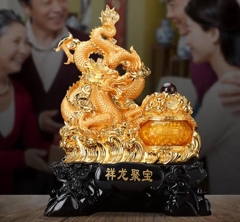 Zhaocailong furnishes town curtilage Golden Dragon sitting room decoration Coronet collection room counter desktop crafts